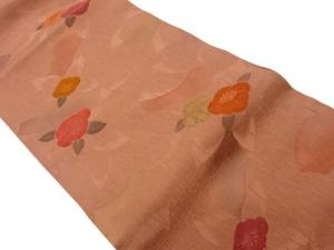 ふくれ織椿模様織出し名古屋帯